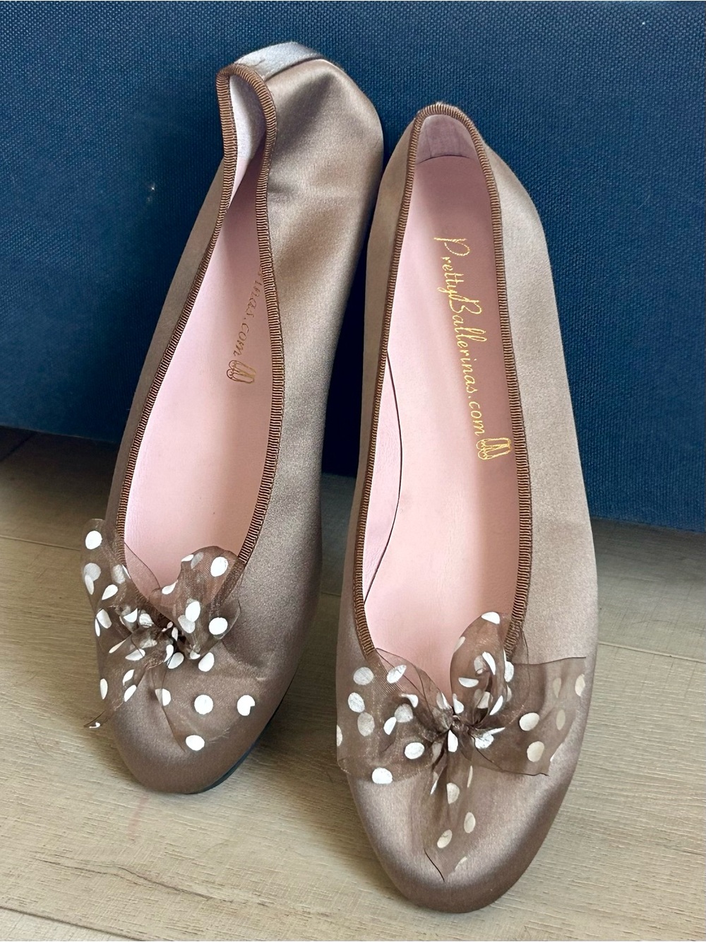 Taupe bow front ballet flats